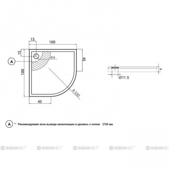 Душевой поддон Aquanet Alfa/Delta 100x100 Душевой поддон Aquanet Alfa/Delta 100x100
